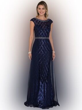 GLS Collective Navy Beaded Prom Dress